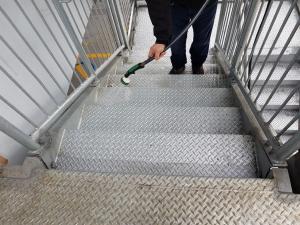 Front St. Parkade Staircase during cleaning